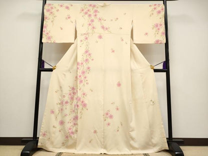平和屋本店■極上　松田聖子　SEIKO MATSUDA　訪問着　刺繍　枝垂れ桜文　丁子色地　逸品　CYAA2201s5