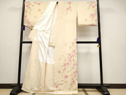 平和屋本店■極上　松田聖子　SEIKO MATSUDA　訪問着　刺繍　枝垂れ桜文　丁子色地　逸品　CYAA2201s5
