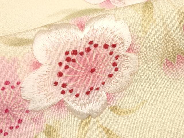 平和屋本店■極上　松田聖子　SEIKO MATSUDA　訪問着　刺繍　枝垂れ桜文　丁子色地　逸品　CYAA2201s5