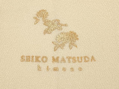 平和屋本店■極上　松田聖子　SEIKO MATSUDA　訪問着　刺繍　枝垂れ桜文　丁子色地　逸品　CYAA2201s5