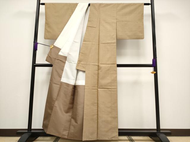 平和屋本店■極上　山下八百子　本場黄八丈　市松綾織　紬　逸品　CYAA2207s5