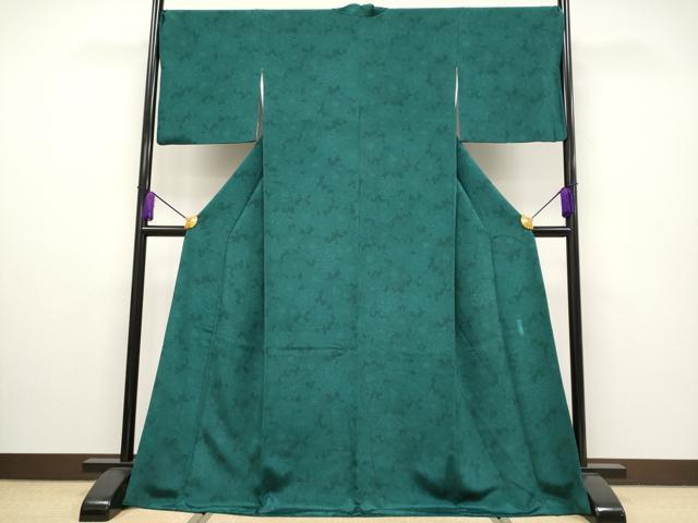 平和屋本店●極上 重要無形文化財 人間国宝 中村勇二郎 江戸小紋 草木染 川端柄 天鵞絨色地 反端付き 逸品 CYAA2208s5