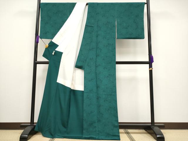 平和屋本店●極上 重要無形文化財 人間国宝 中村勇二郎 江戸小紋 草木染 川端柄 天鵞絨色地 反端付き 逸品 CYAA2208s5