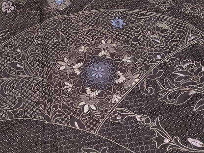平和屋本店■極上　中国三大刺繍　スワトウ刺繍　総刺繍　訪問着　正倉院更紗花唐草文　黒紅色地　逸品　CYAA2210s5
