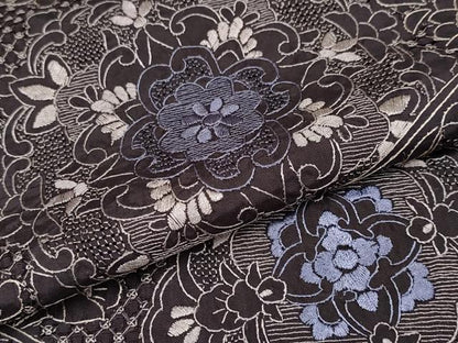 平和屋本店■極上　中国三大刺繍　スワトウ刺繍　総刺繍　訪問着　正倉院更紗花唐草文　黒紅色地　逸品　CYAA2210s5