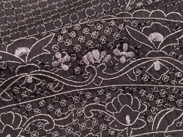 平和屋本店■極上　中国三大刺繍　スワトウ刺繍　総刺繍　訪問着　正倉院更紗花唐草文　黒紅色地　逸品　CYAA2210s5