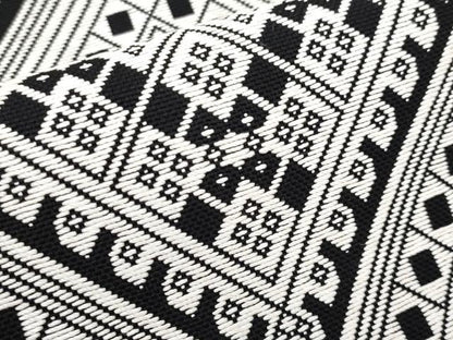 平和屋本店■極上　こぎん刺し　八寸名古屋帯　菱吉祥文　黒地　さが美扱い　逸品　未使用　CYAA2245s5