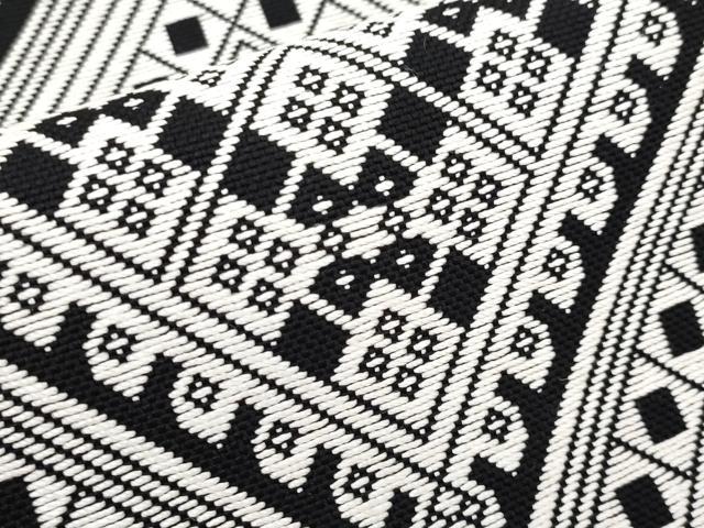 平和屋本店■極上　こぎん刺し　八寸名古屋帯　菱吉祥文　黒地　さが美扱い　逸品　未使用　CYAA2245s5