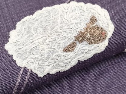 平和屋本店■極上　中国三大刺繍　相良刺繍　八寸名古屋帯　紬地　羊　滅紫色地　逸品　CYAA2247s5