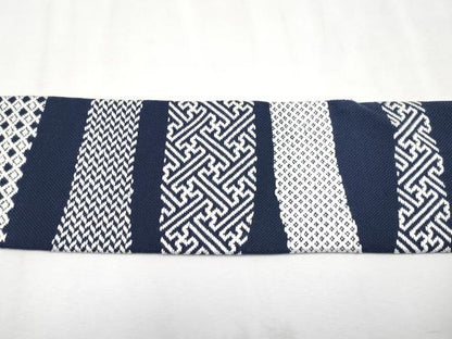 平和屋本店●極上 こぎん刺し 九寸名古屋帯 吉祥文 青褐色地 綿 逸品 CYAA2248s5