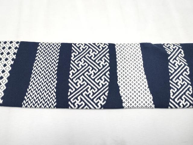 平和屋本店●極上 こぎん刺し 九寸名古屋帯 吉祥文 青褐色地 綿 逸品 CYAA2248s5