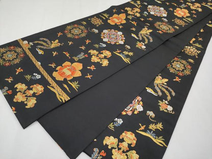 平和屋本店■極上　龍村美術織物　龍村織宝謹製　全通柄袋帯　唐織　正倉院集文錦　黒地　金糸　逸品　CYAA2261s5