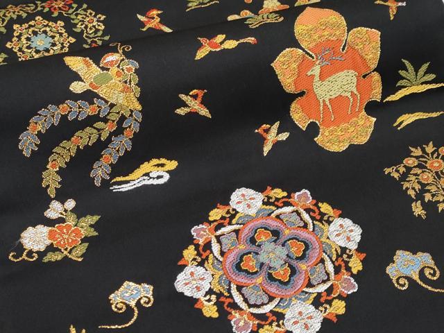 平和屋本店■極上　龍村美術織物　龍村織宝謹製　全通柄袋帯　唐織　正倉院集文錦　黒地　金糸　逸品　CYAA2261s5