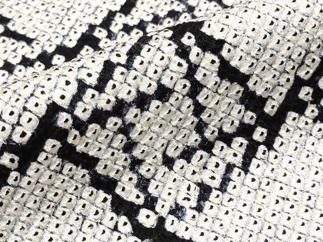 平和屋本店■極上　本疋田絞り　振袖　幾何学文様　黒地　逸品　CYAA2271s5