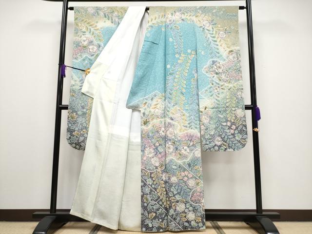平和屋本店■極上　振袖　辻が花　絞り　暈し染め　銀通し地　逸品　CYAA2273s5