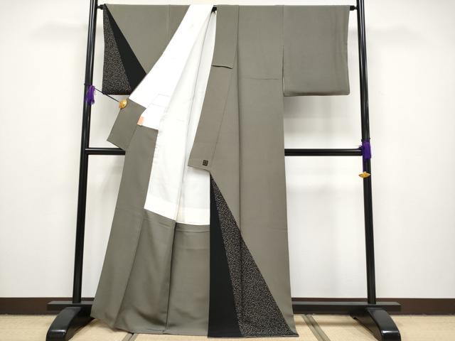 平和屋本店■希少　着物デザイナー　紫藤尚世　訪問着・衿セット　切嵌　吉祥文　鶸茶色地　逸品　CYAA2295s5