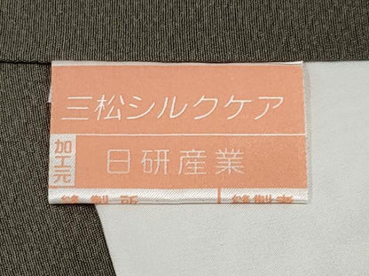 平和屋本店■希少　着物デザイナー　紫藤尚世　訪問着・衿セット　切嵌　吉祥文　鶸茶色地　逸品　CYAA2295s5