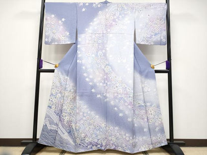 平和屋本店●極上 訪問着 辻が花 暈し染め 銀通し地 三越扱い 逸品 CYAA2297s5