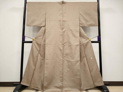 平和屋本店■極上　伝統工芸士　曽根武勇　お召　花菱文　柴染色地　逸品　CYAA2303s5