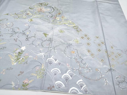 平和屋本店■極上　中国三大刺繍　スワトウ刺繍　総刺繍　訪問着　本場大島紬　更紗花唐草文　逸品　CYAA2306s5