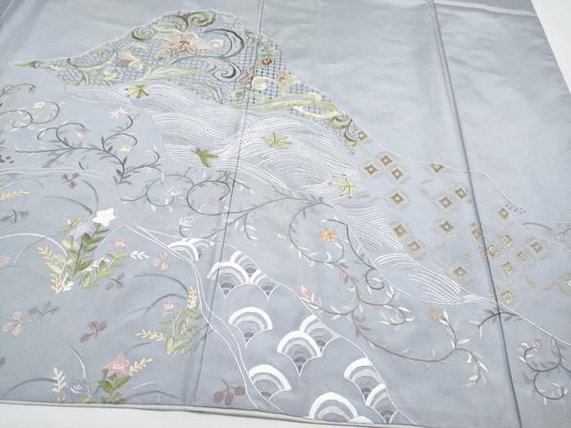 平和屋本店■極上　中国三大刺繍　スワトウ刺繍　総刺繍　訪問着　本場大島紬　更紗花唐草文　逸品　CYAA2306s5