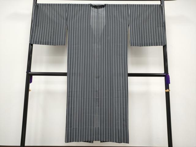 平和屋本店▽極上 道行コート スリーシーズン 春夏秋 塵除け ロング丈 本場縞大島紬 夏大島 縞 証紙付き 逸品 CYAA2311s5
