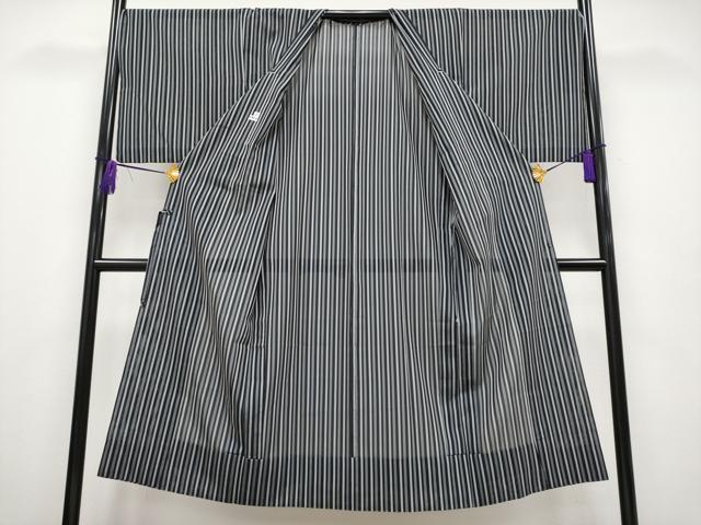 平和屋本店▽極上 道行コート スリーシーズン 春夏秋 塵除け ロング丈 本場縞大島紬 夏大島 縞 証紙付き 逸品 CYAA2311s5