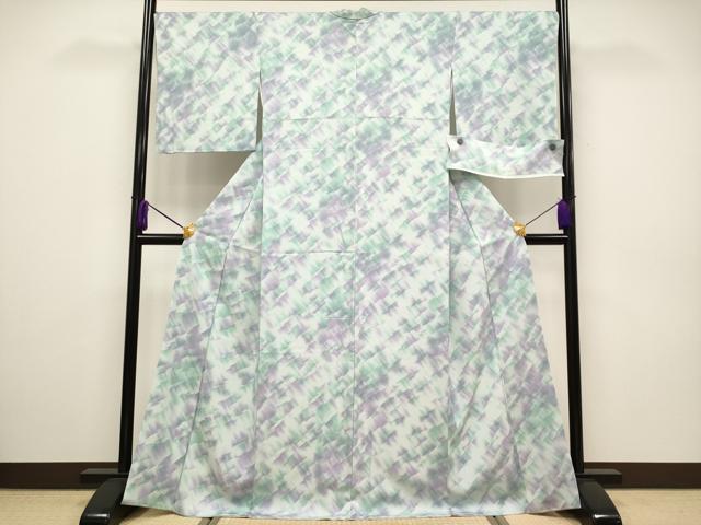 平和屋本店●極上 小紋 源氏香地紋 京呉服 おか善 反端付き 逸品 CYAA2316s5