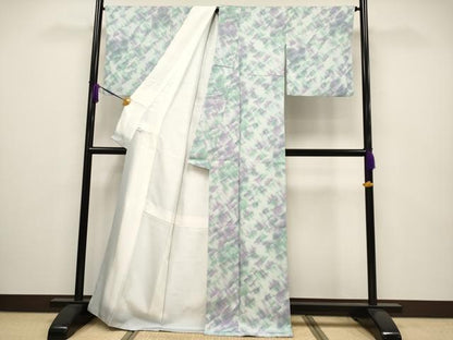 平和屋本店●極上 小紋 源氏香地紋 京呉服 おか善 反端付き 逸品 CYAA2316s5