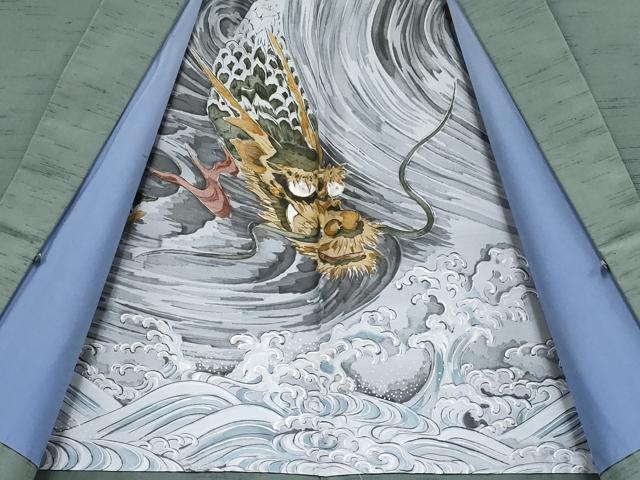 平和屋本店■極上　男性　紬　羽織セット　着物：岩井茶色　羽織：柳煤竹色　逸品　CYAA2319s5