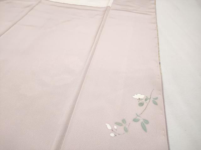 平和屋本店■極上　訪問着・長襦袢・袋帯セット　作家物　駒刺繍　地紙飛鶴草花文　金彩　薄柿色　逸品　未使用　CYAA2320s5
