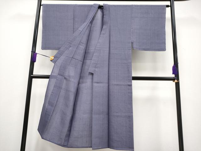 平和屋本店＊極上 夏物 男性 生紬 色無地 紫苑色 逸品 未使用 CYAA2331s5