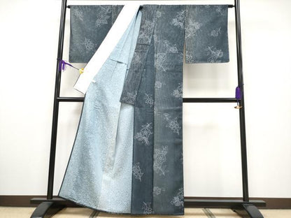 平和屋本店▽極上 BANKANわものや 西陣 小紋 無双 紗袷 紗×紋紗 更紗花文 反端付き 逸品 未使用 CYAA2332s5