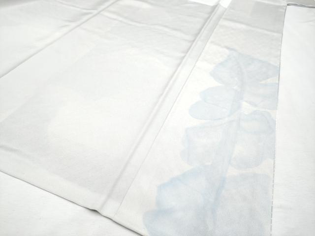 平和屋本店■極上　手描友禅女流作家　一色生子　紬　花織　枝葉文　逸品　未使用　CYAA2338s5