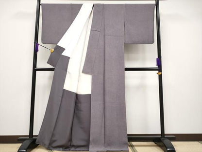 平和屋本店●極上　小紋師　藍田正雄　江戸小紋　寄せ小紋柄　濃鼠色地　逸品　CYAA4827s6