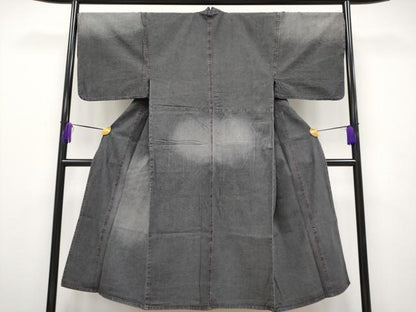 平和屋本店▽極上 男性 デニム着物 単衣 和遊楽 ポケット付き 綿 逸品 CYAA2357s5