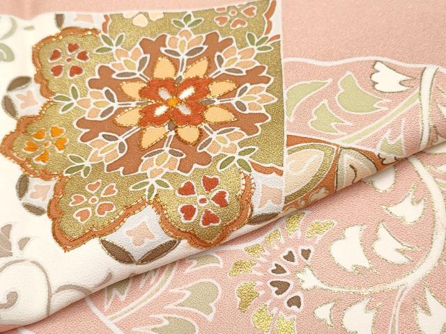 平和屋本店■極上　創業460年・千總　訪問着　駒刺繍　正倉院道長花唐草文　金彩　ときがら茶色地　逸品　CYAA2365s5