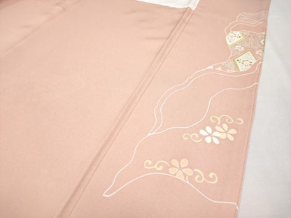 平和屋本店■極上　創業460年・千總　訪問着　駒刺繍　正倉院道長花唐草文　金彩　ときがら茶色地　逸品　CYAA2365s5