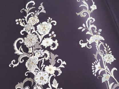 平和屋本店■極上　訪問着　総刺繍　更紗花唐草文　暈し染め　金糸　健勝苑扱い　黒紅色　逸品　未使用　CYAA2369s5