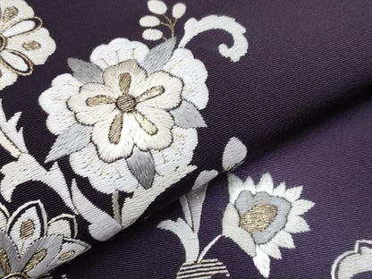 平和屋本店■極上　訪問着　総刺繍　更紗花唐草文　暈し染め　金糸　健勝苑扱い　黒紅色　逸品　未使用　CYAA2369s5