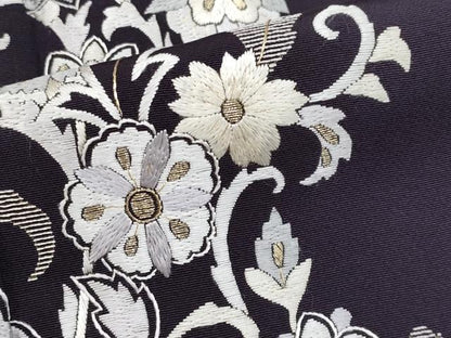 平和屋本店■極上　訪問着　総刺繍　更紗花唐草文　暈し染め　金糸　健勝苑扱い　黒紅色　逸品　未使用　CYAA2369s5