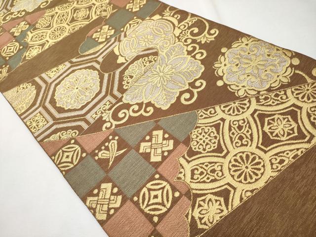 平和屋本店●極上 西陣 川島織物 六通柄 本袋帯 切嵌正倉院吉祥文 金糸 逸品 CYAA2385s5