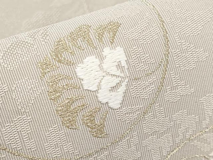 平和屋本店■極上　西陣　河村織物　河村つづれ　八寸名古屋帯　更紗唐草文　金糸　灰梅色地　逸品　CYAA2399s5