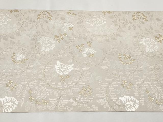 平和屋本店■極上　西陣　河村織物　河村つづれ　八寸名古屋帯　更紗唐草文　金糸　灰梅色地　逸品　CYAA2399s5
