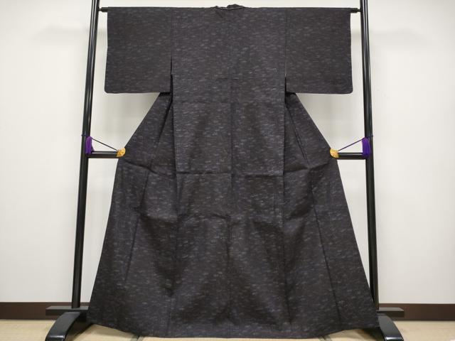 平和屋本店▽極上　紬屋吉平　本場結城紬　重要無形文化財　単衣　溢れ松葉　濃紺地　証紙付き　逸品　未使用　CYAA5032s6