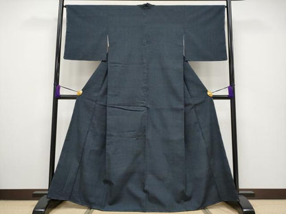 平和屋本店●極上 白鷹お召 110亀甲 吉祥文 濃紺地 逸品 未使用 CYAA2421s5