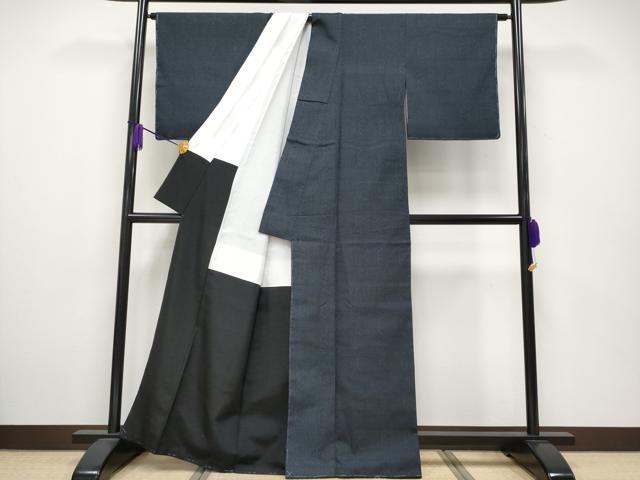 平和屋本店●極上 白鷹お召 110亀甲 吉祥文 濃紺地 逸品 未使用 CYAA2421s5