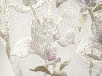 平和屋本店＊極上　夏物　訪問着　絽　作家物　総刺繍　枝花文　銀糸　練色地　逸品　CYAA2426s5
