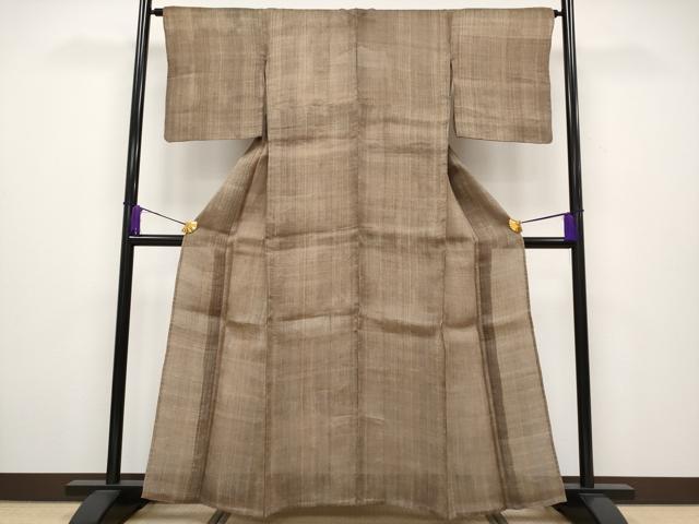平和屋本店■極上　夏物　芭蕉布　手積み芭蕉糸100％　希少色　黄枯茶色　逸品　未使用　CYAA2434s5