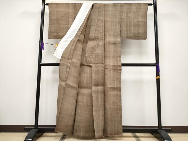 平和屋本店■極上　夏物　芭蕉布　手積み芭蕉糸100％　希少色　黄枯茶色　逸品　未使用　CYAA2434s5